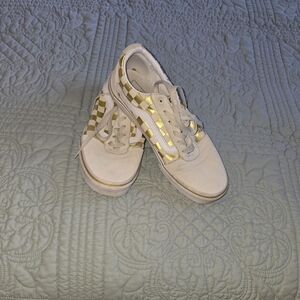 Vans Cream and Gold Checkered Sneakers Womens 9 Or Mens 7.5